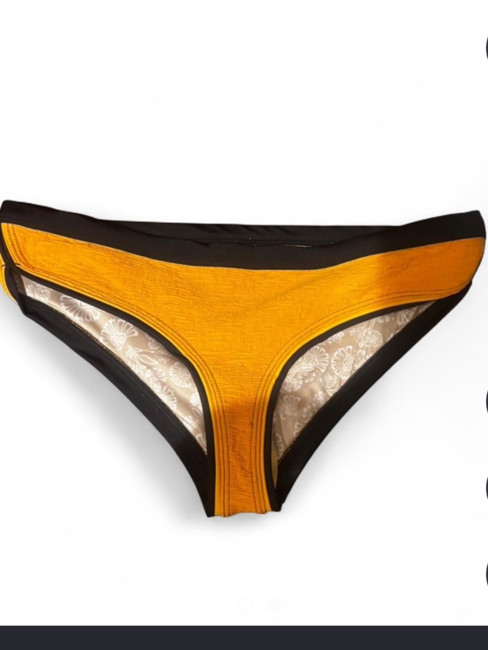 Free People Yellow Bikini Bottom with Black Trim